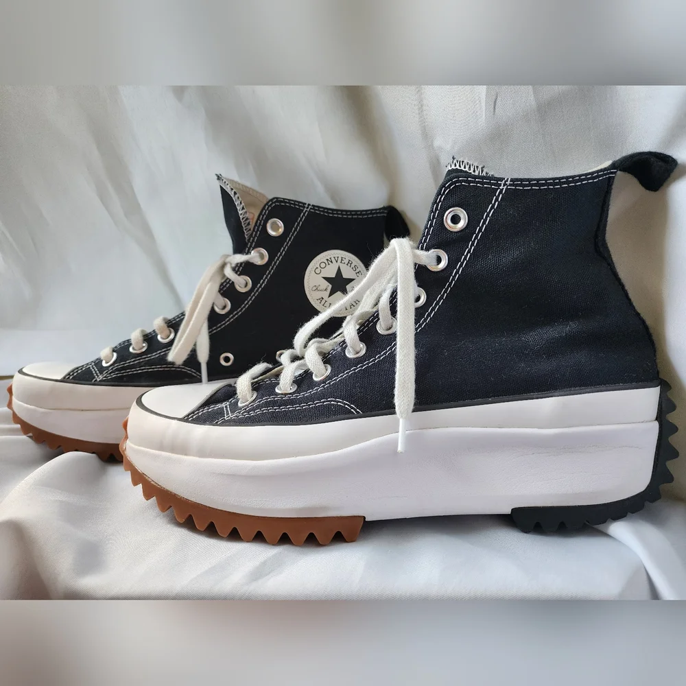 Converse Run Star Hike High Top Sneakers Black White Gum